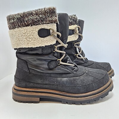Maurices Winter Duck Boots Womens 9M Willow Black Faux Leather Lace Up 125702