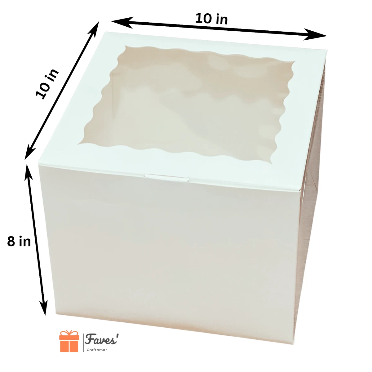 10 inch Cake Box With Window 10x10x8in Birthday Party Wedding