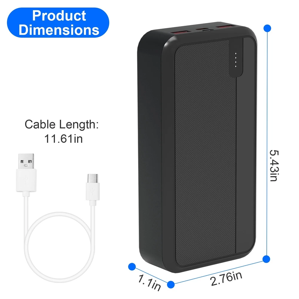 Portable Power Bank for Heated Vest Fast Charging External Battery Backup  