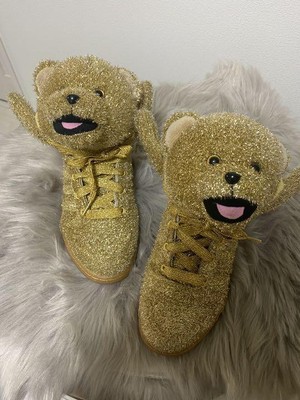 adidas x Jeremy Scott Hi-Cut Sneakers Teddy Bear Gold JP23