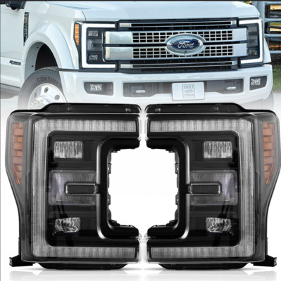 Pair LED Headlights Front Lamps For 2017-2019 Ford F250 F350 F450 550 Super Duty