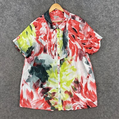 Yarra Trail Womens Top Size 24 Plus Multicoloured Short Sleeve Collared 33322