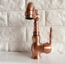 Antique Red Copper Brass Bathroom Kitchen Vessel Sink Faucet Mixer Tap snf404