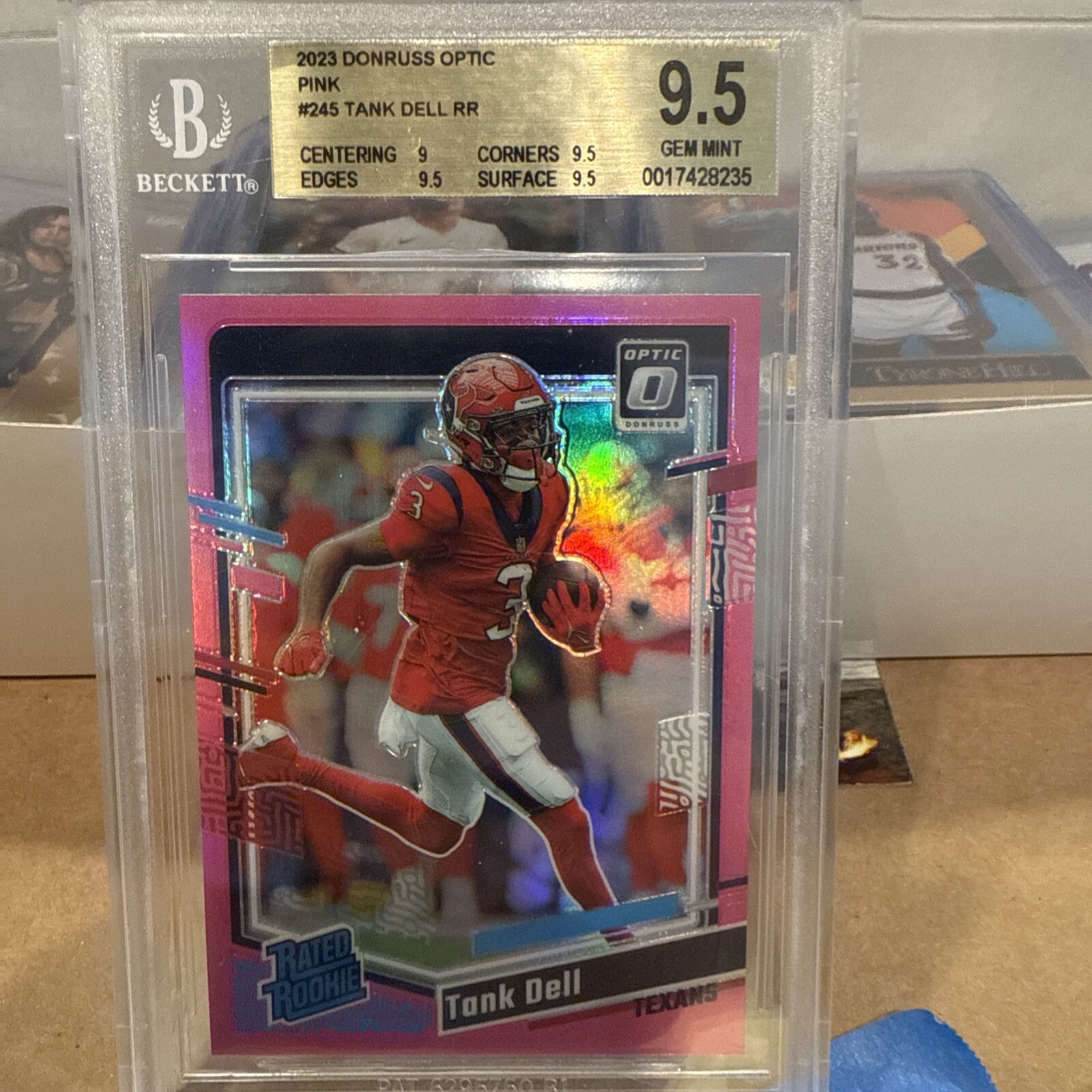 Football Cards Texans Tank Dell - 2023 Donruss Pink Optic - BGS 9.5 Mint Gem RC