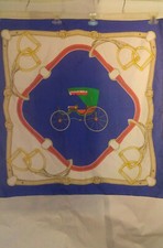 Vtg Damart By Laurent Of France Carriage  Horse Bridle Equestrian Graphic Scarf