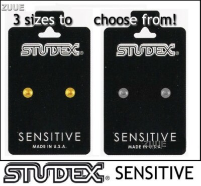 STUDEX SENSITIVE HYPOALLERGENIC BALL EARRINGS GOLD PLATED STAINLESS STEEL STUD