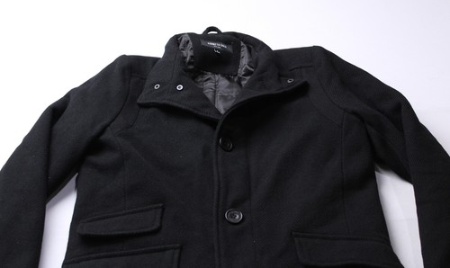 Kenneth Cole Men's Slim Fit Button Front Lined Overcoat LB3 Solid Black Small - Picture 2 of 6