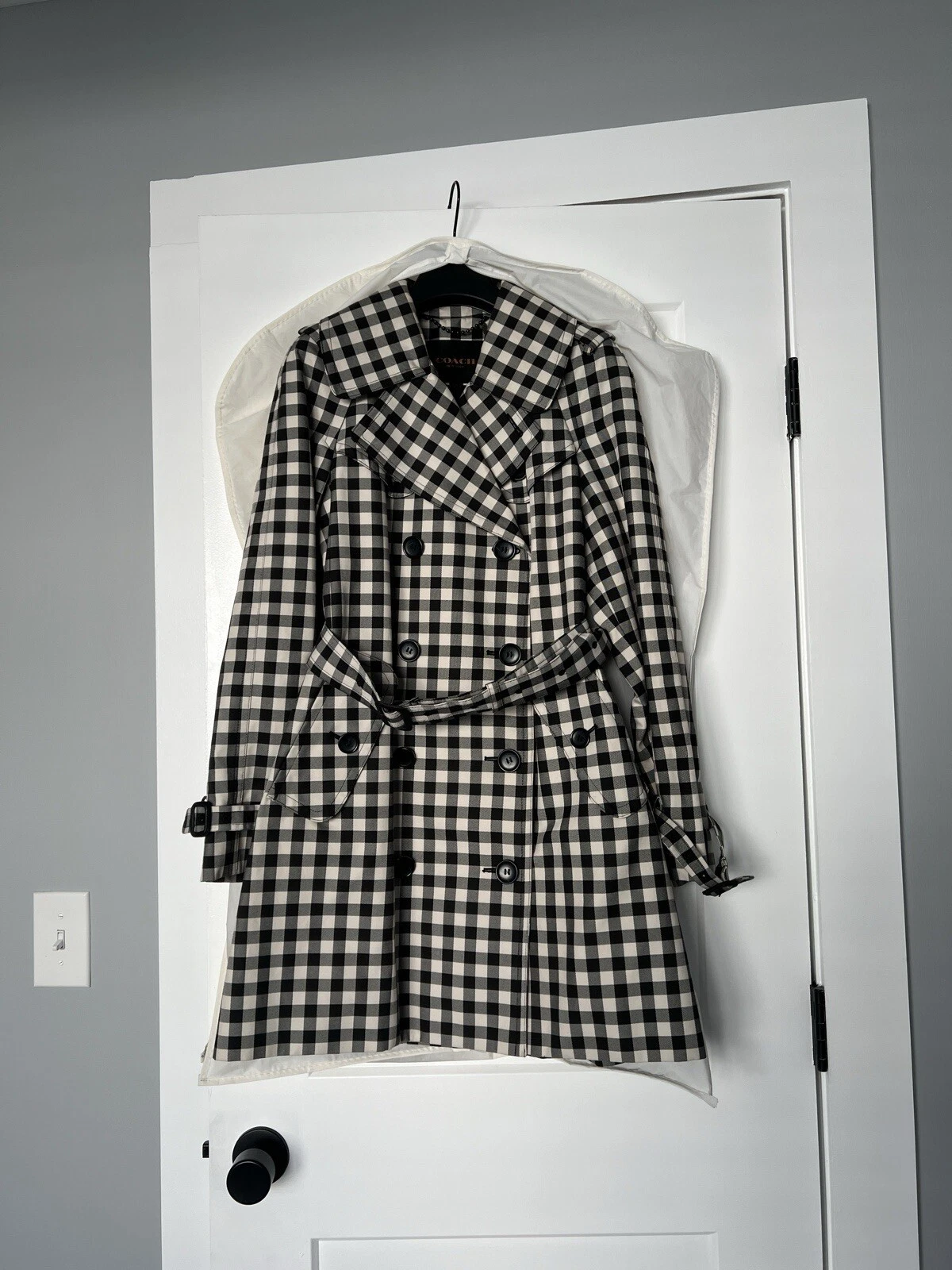 Cappotto Giacca Coach Nero Gingham Autunno
