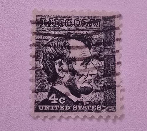 RARE! Abraham Lincoln 1965 U.S. 4 Cent Postage Stamp. Used. - Picture 3 of 4