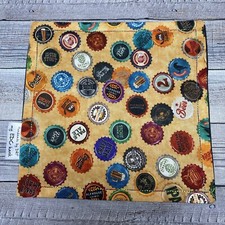 EDC HANK W/MICROFIBER BACK 8  - BEER BOTTLE CAPS GOLD BACKGROUND HANDKERCHIEF