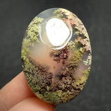 Scenic Moss Agate Cabochon 27x19x8mm High Quality 32.5 ct