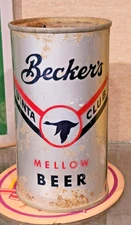 1955  BECKERS BEST 2 SIDED FLAT TOP BEER CAN PRODUCTS OGDEN UTAH GOOSE DUCK BIRD