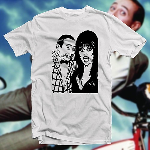 Elvira AND Pee Wee Herman T-SHIRT Vampira Television Horror Campy Fun Playhouse - Picture 9 of 16