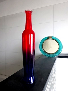 Glasvase blau rot: Glasvase rotblau 34 cm hoch Kellerfund