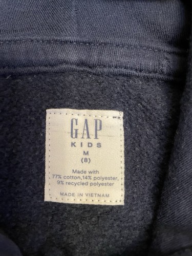 Vintage GAP Kids Navy Zip Hoodie M (8) Y2K Logo Embroidered Fits 7–8 Year 2000s - Picture 2 of 5