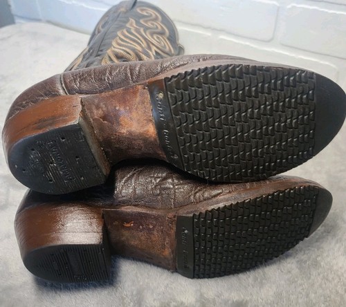 Tony Lama Botas Talla 9.5 B Para Hombre Cuero Marrón Botas Vaqueras Occidentales - Imagen 11 de 13