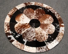Cowhide Round Patchwork Carpet Handmade Cowhide Carpet  Home Décor Carpet 810
