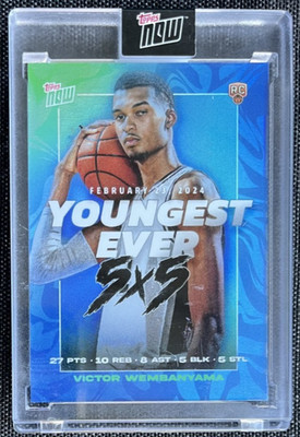 2023-24 Topps Now Victor Wembanyama Rookie Youngest Ever 5X5 #VW-2 Blue 15/49