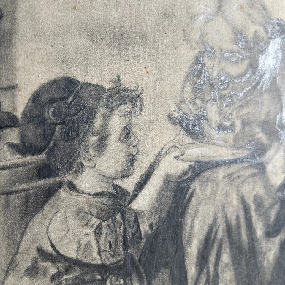 Dessin mine de plomb scène de genre - Antonio Rotta Venise, XIXe siècle réalisme - Photo 2/4