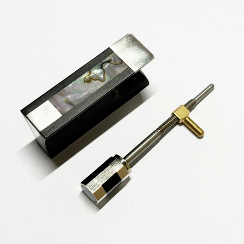 4/4 Violin Frog Button Abalone Inlaid Ebony Nickel Silver Eyelet no parisan Eye - Picture 2 of 2