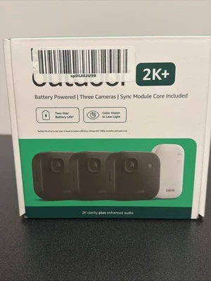 Blink Outdoor 2K+ Wireless 3 Camera Security System with Sync Module - Brand New - Image 1 of 2