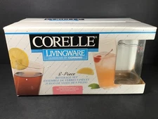 Corning Corelle ENGLISH BREAKFAST 16 oz. Cooler Glasses Set of 8 NEW in Box