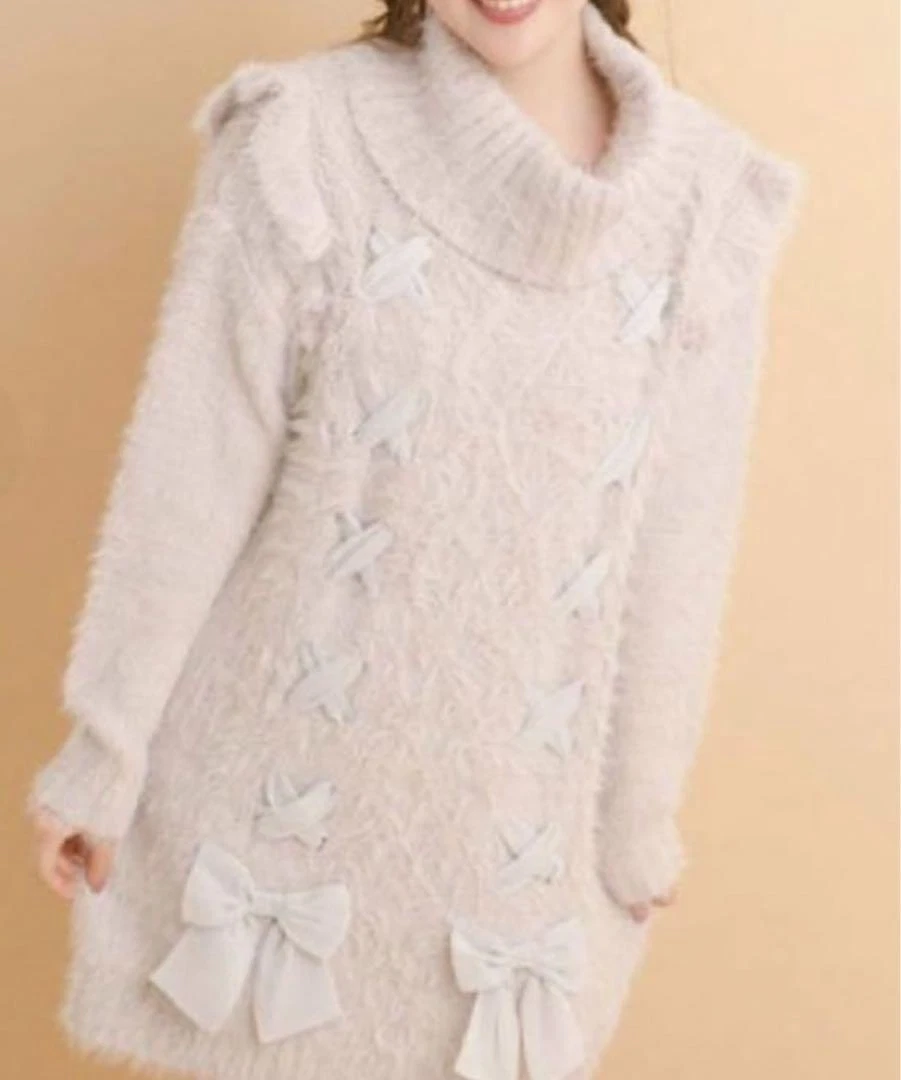 UNDERCOVER Abito in maglia con lacci rosa miele segreto