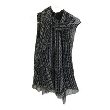 $409 Dolce Gabbana Tunic Blouse Womens Size 42 Black Floral Tie Neck NWT