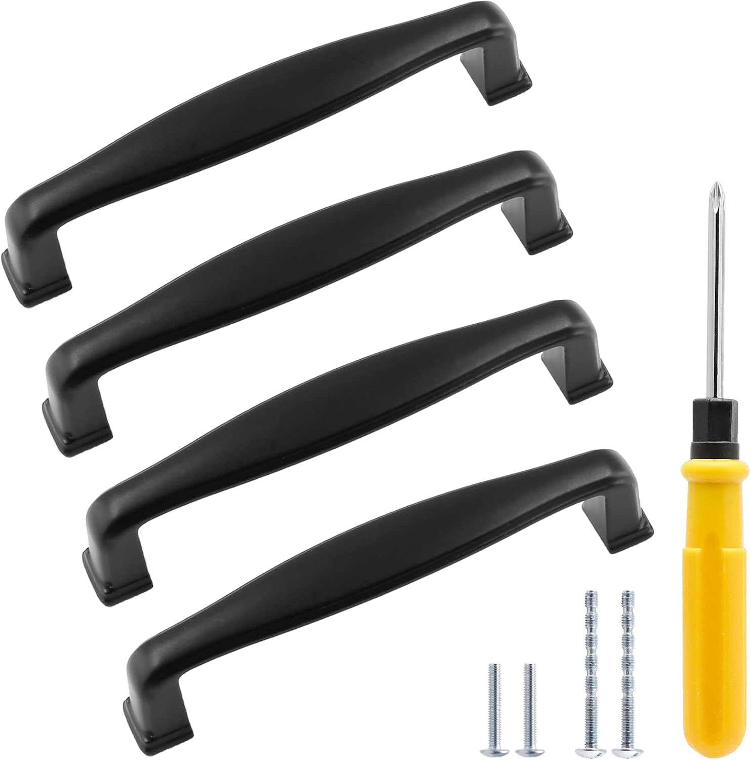 10 Pack Black 96mm Modern Cabinet Pulls for Kitchen Drawers