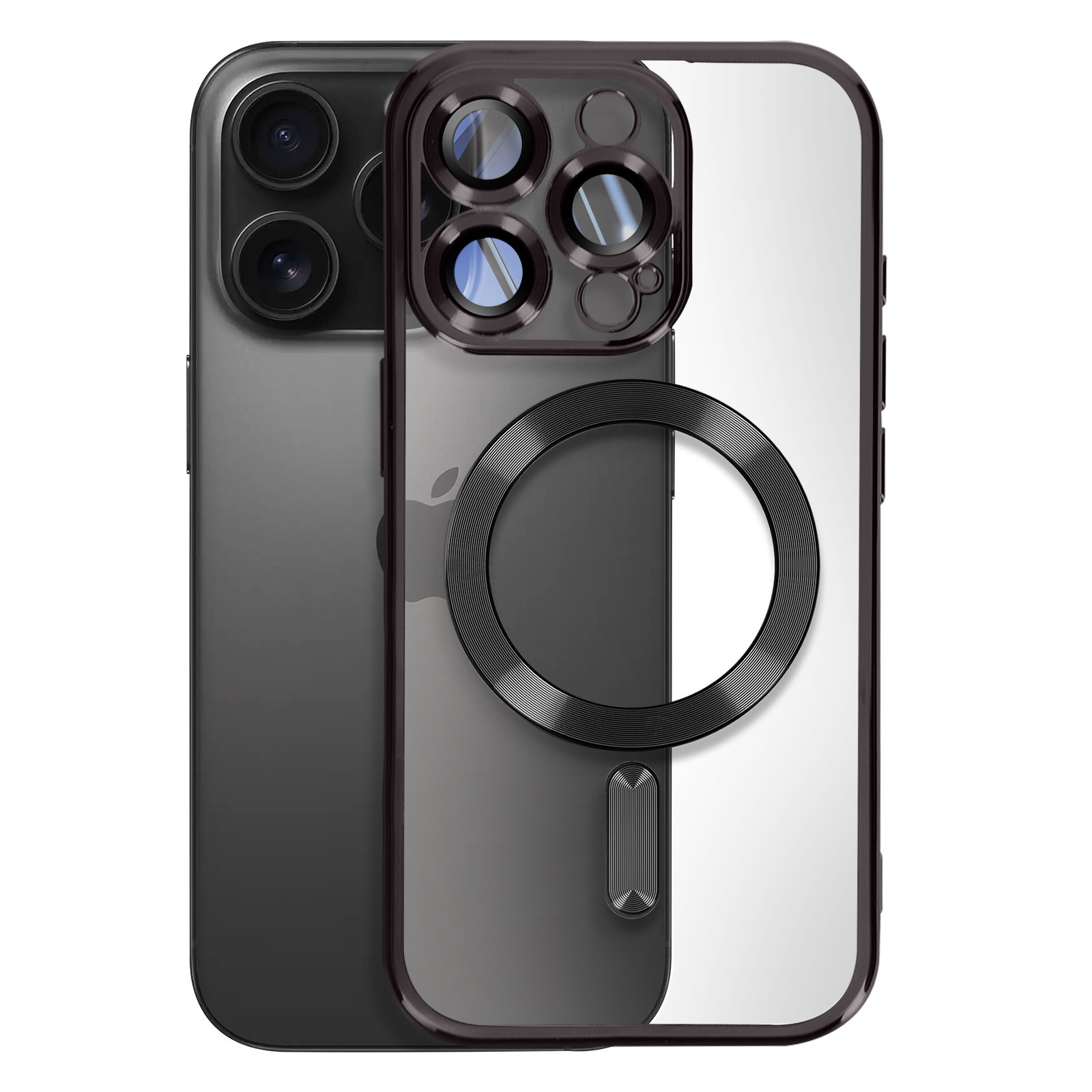 Coque iPhone 16 Pro antichoc en silicone souple et bords chromés argentés
