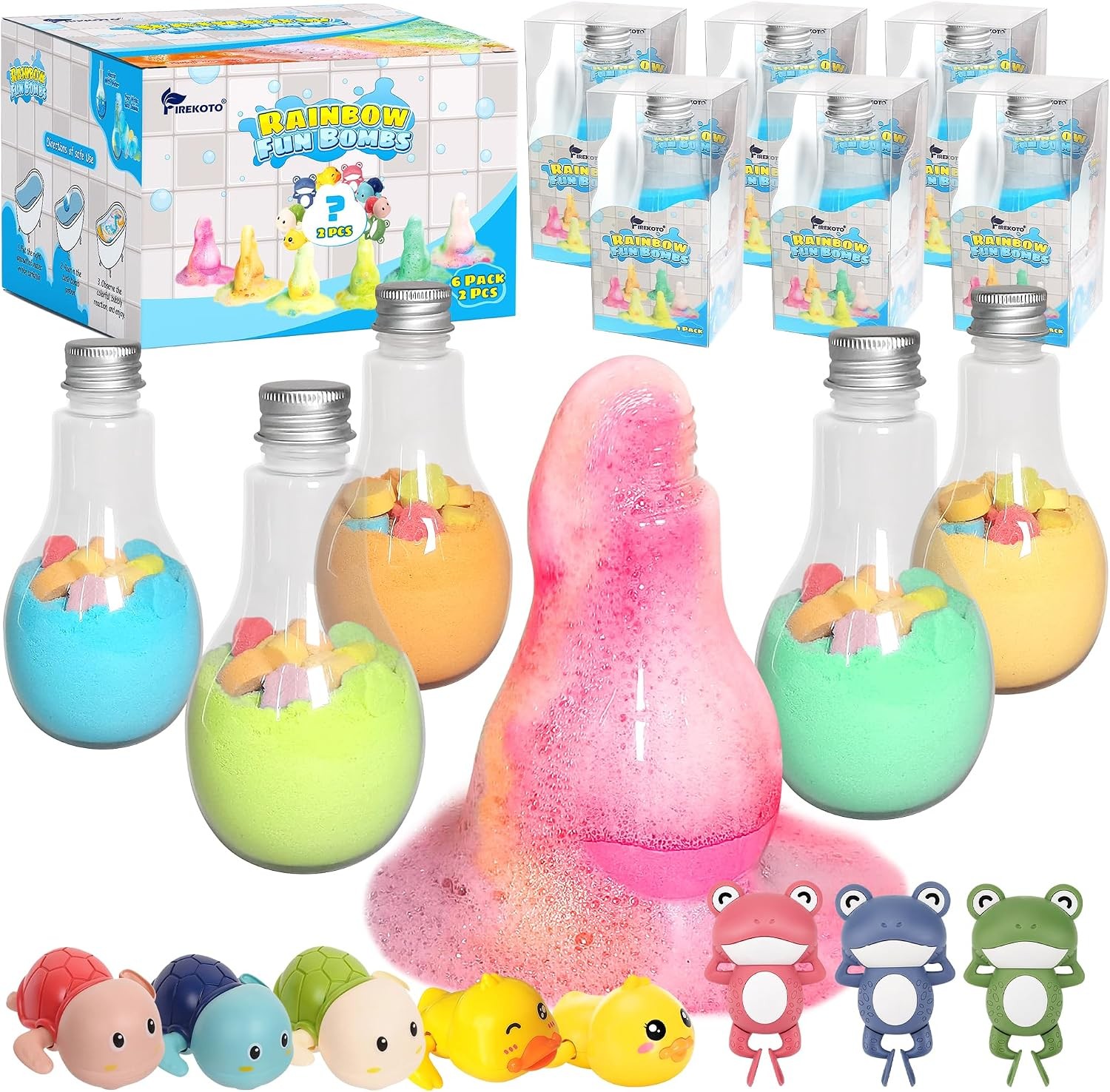 Kids Bath Bombs Kit 8-Pack Bubble Bottles Surprise Box Toy Interactive Science