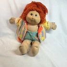 Vintage 1978 1982 Cabbage Patch Kids Doll Orange/Red Yarn Hair Green Eyes