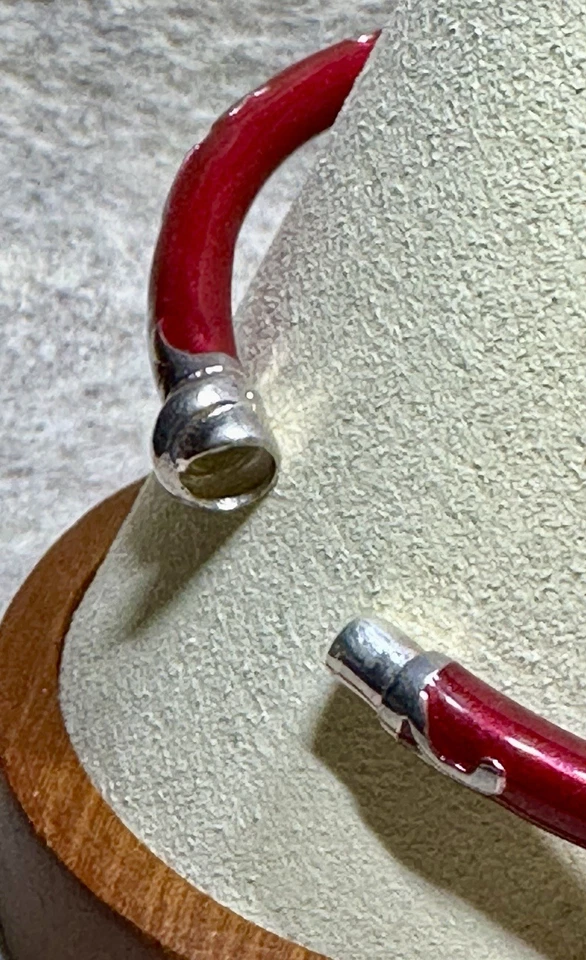 "Brazalete brazalete de plata de ley 925 con bisagras esmalte rojo MILOR 6,75"" #589" Foto 4 de 4