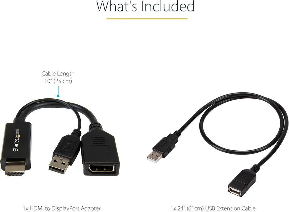 .Com Adattatore / Convertitore Hdmi a Dp Alimentato via Usb - Ultra Hd 4K, Nero - Immagine 4 di 4