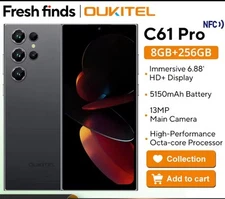Global Oukitel C61 Pro 4G Smartphone 6.88"HD+ 90Hz Display 8GB+256GB Android 15