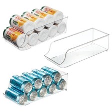iDesign Soda Can Dispenser for Refrigerator or Pantry Set of 3 Clear