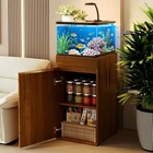 10-15 Gallon Aquarium Fish Tank Terrarium Stand w/ Storage Cabinet Power Outlets