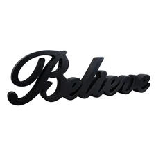 CVHOMEDECO. Matt Black Wooden Words Sign Free Standing "Believe" Desk/Table/S...