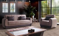 Sofagarnitur 3+1 Sitzer Textil Holz Sofa 3 Sitzer Modern Sessel Komplett Set