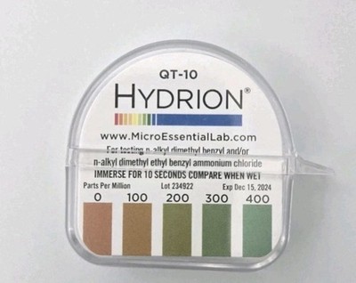 Micro Essential Laboratory QT-10 Plastic Hydrion Low Range Quat Check Test Paper