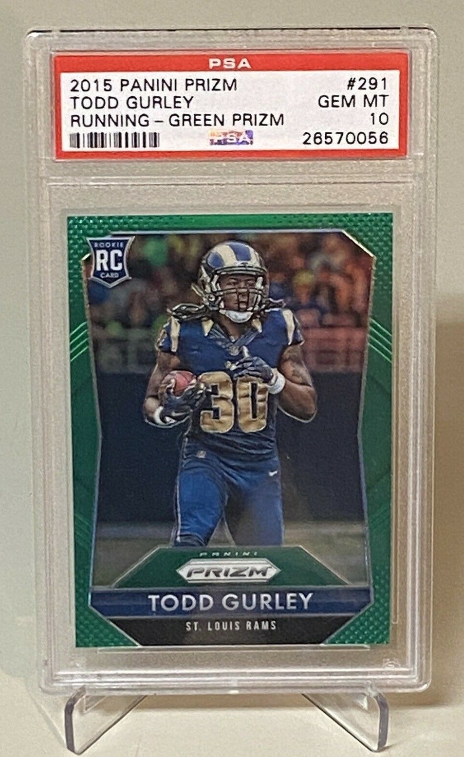2015 Todd Gurley Panini Prizm Running Green Prizm Rookie Card PSA 10