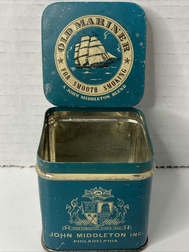 Vintage Old Mariner Tobacco Tin Litho John Middleton Inc Philadelphia, PA. Blue - Picture 4 of 16