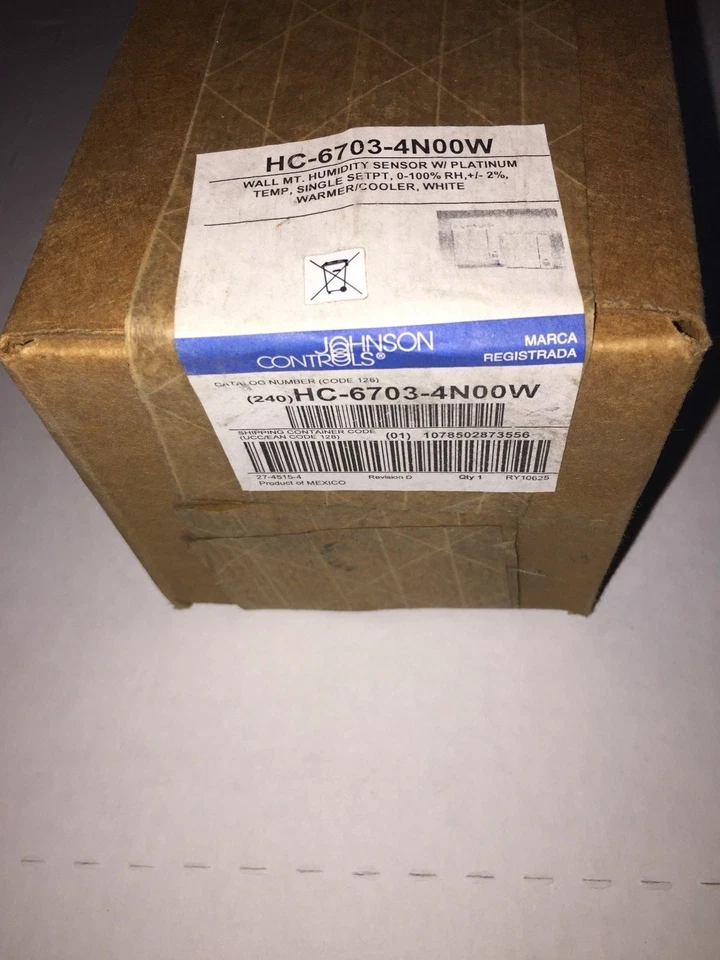 Johnson Controls HC-6703-4N00W Controlador de humedad Sensor Montaje en pared Foto 2 de 4