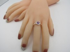 SIMPLE 1 CT AMETHYST ROUND GIRDLE SET RING NWT Sterling Silver 925 SZ 9 RG6