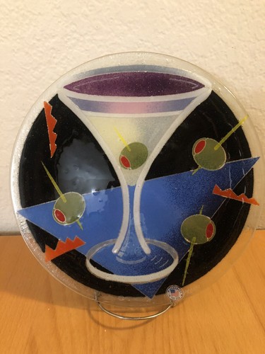 Vintage Peggy Karr Schmelzglas Martini Oliven Runde Platte - Bild 11 von 12
