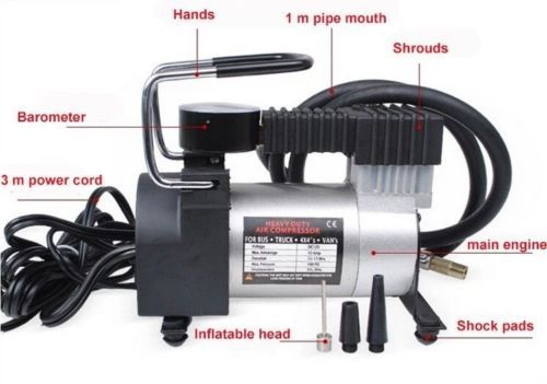 100 PSI 12V Car Portable Mini Air Compressor Electric Tire Inflator Pump w/Gauge - Picture 3 of 12