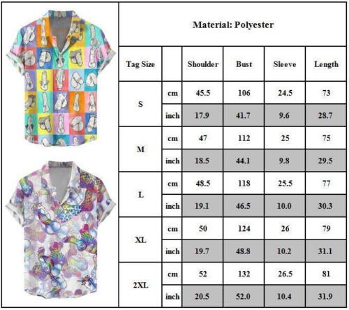 Funny Print Men Summer Hawaiian Tops Buttons Short Sleeve Holiday Beach Shirts - Picture 6 of 18