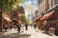 Toronto Street Sunny Day Shops Restaurants Canada Vintage Poster Repro FREE S/H