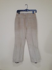 Vtg 70s Stirrups Ski Pants Bogner Wool Blend Corduroy Beige High Rise 10
