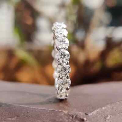 3CT Round Cut Lab Grown VS/FG Diamond Full Eternity Wedding Band 10k White Gold